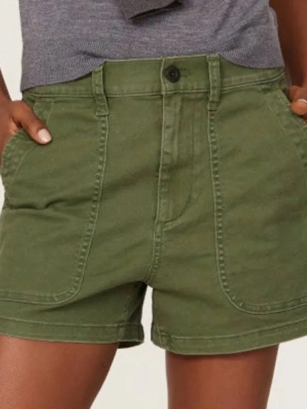 Madewell Women’s Size 30 Green Utility Chino Shorts High Rise Stretch Cotton